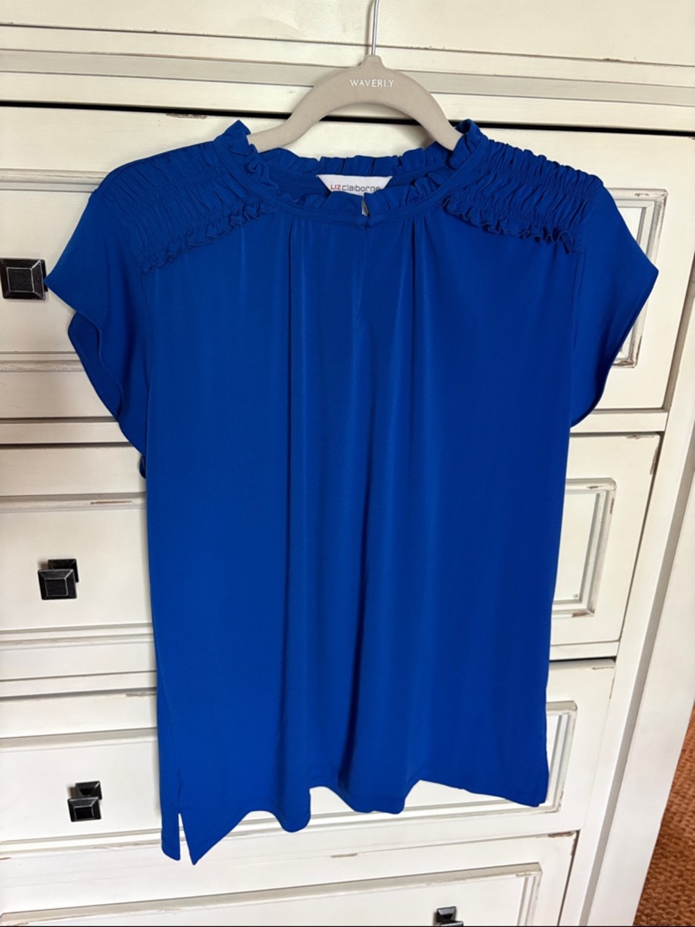 Royal Blue Smocked Yoke Women's Top